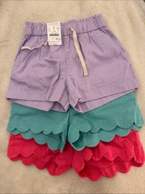Crewcuts Lilac, Teal & Coral Scalloped Shorts 3-Pack